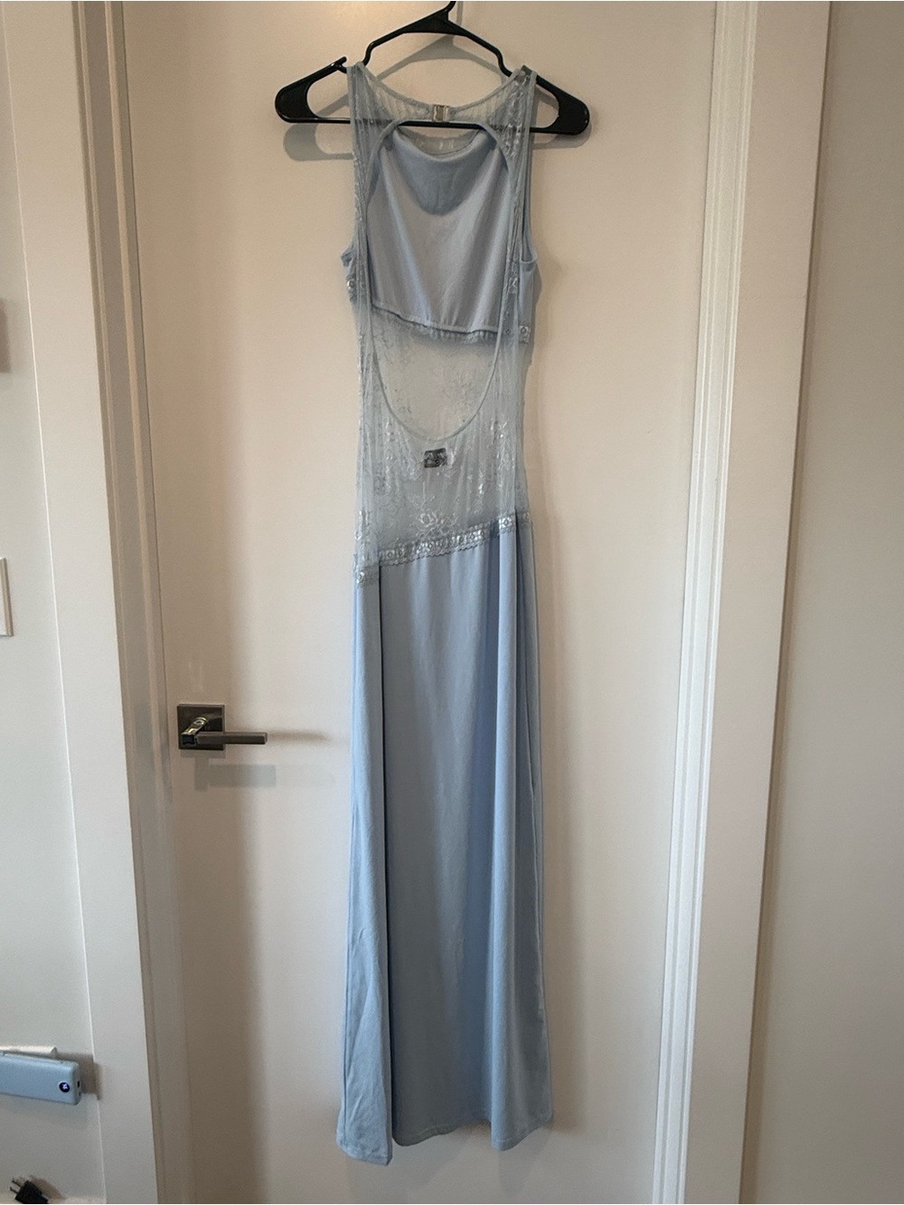 NWT Peppermayo Baby Blue Lace Panel Maxi Dress - Picture 5 of 10